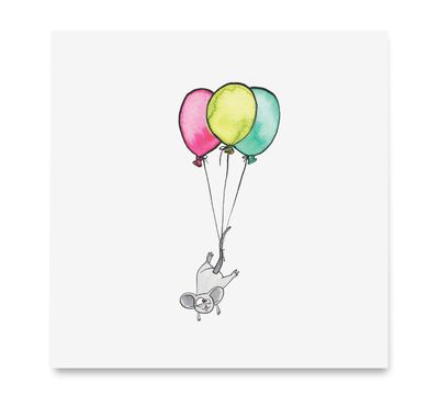 Handgemaakte wenskaart - balon muis - Mags Up Your Mind